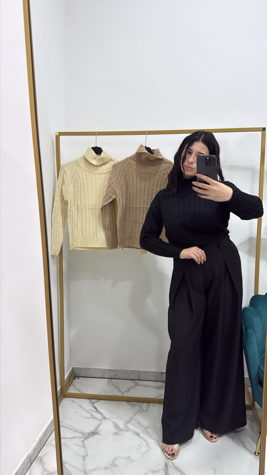 Maglia righe collo alto