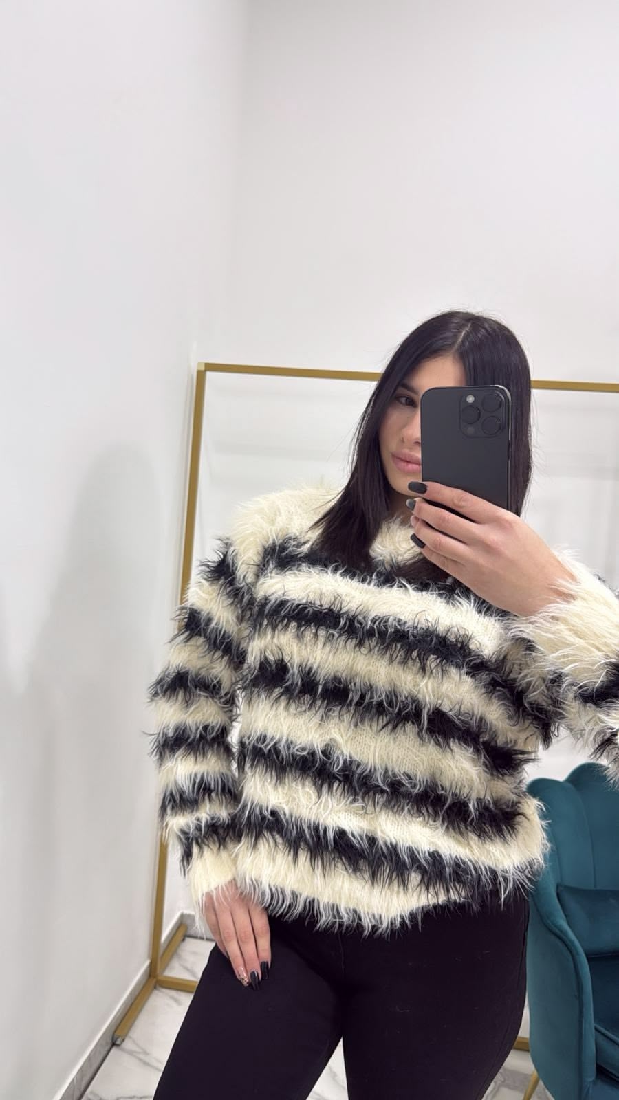 Maglione pellicciotto blackandwhite